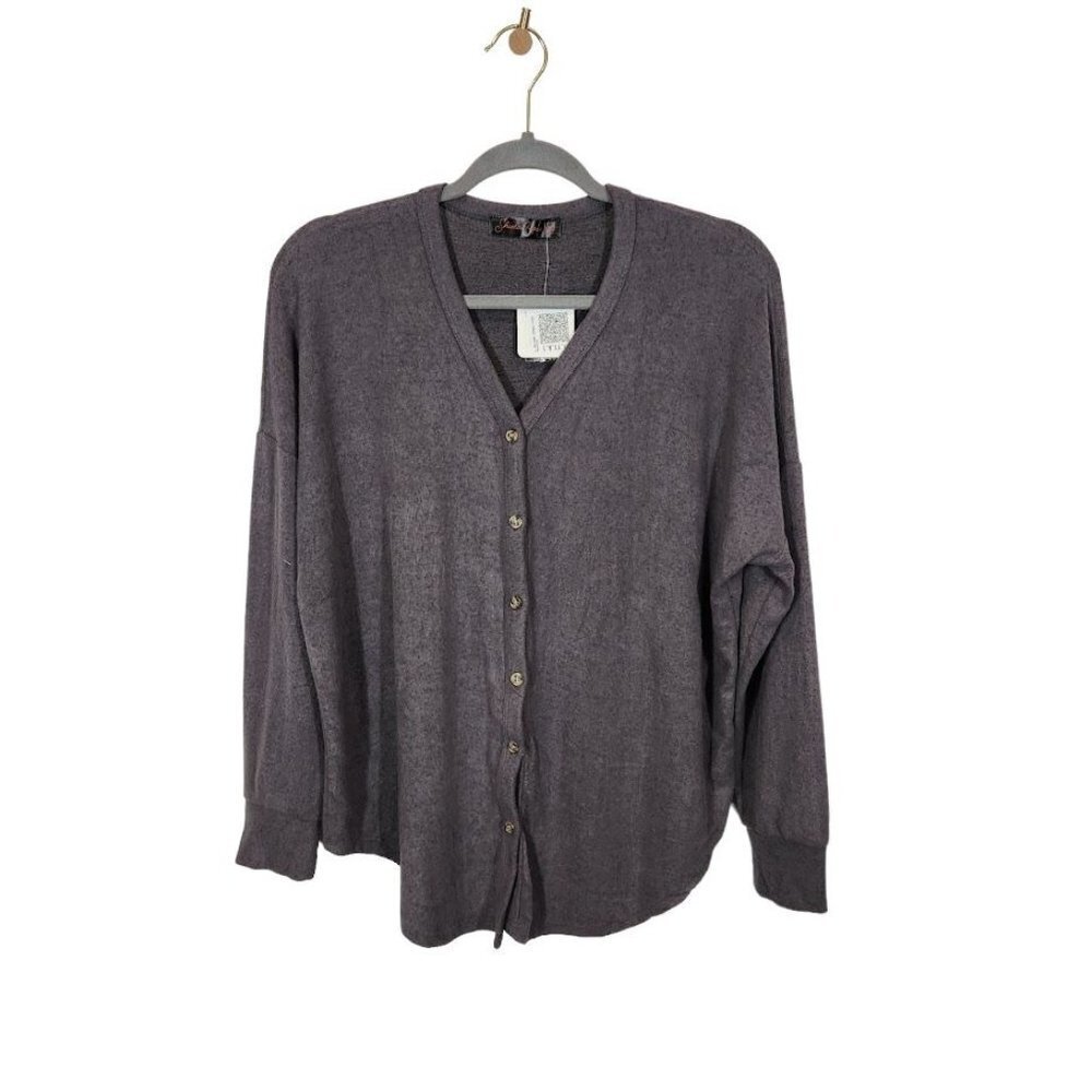 NWT Sheila Rose‎ Button Front Cardigan in Gray Size Large